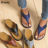 Shoes Leather Men's Flip Flops Shoes Outdoor Beach Casual Flat Slippers Trend Flat Non-slip Clip Toe Sandalias Large