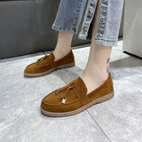 Spring Women's Casual Shoes Autumn Women Suede Leather Slip on Flat Shoes Comfortable Loafers Women Moccasins Walking