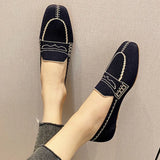 Weaving Princess Shoes Fashion Square Toe Casual Ballet Flats Shoes Women's Knitted Flat Bottom Soft Sole Walking
