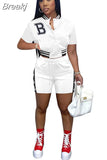 Camouflage Women Two Piece Sets Letter Print Short Sleeve Pockets Baseball Top Shorts Casual Summer Fashion
