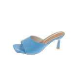 Women Designer High Heels Slides Mules Summer Thick Block Sandals Slippers Luxury Chunky Shoe Indoor Sapatos Mules
