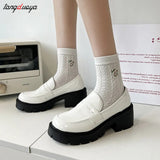 platform women's loafers shoes High Heels Pumps Chaussure Femme College Shoes Lolita Cosplay Platform Chunky Sole