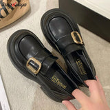 Women's Shoes Platform Autumn Round Toe Female Footwear Loafers With British Style Shallow Mouth Oxfords Casual Sneaker