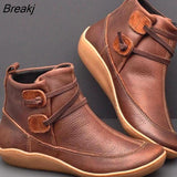 Women's Shoes Autumn Winter Ankle Boots Roman Pointed Casual Booties Waterproof Fashion Leather Women Boots Large Size