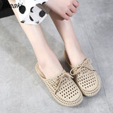 New Women's Flat Sandals Shoes Summer Slippers Hollow Out Casual Shoes Beach Outdoor Comfortable Closed Toe