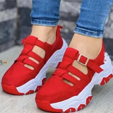 Breakj Large-Size Casual Single-Shoe Women's Spring And Summer New Flat Bottom Flying Weaving Breathable Magic Sticker Casual Mesh