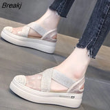 Sandals Women's Shoes 2022 New Summer Ladies Breathable Mesh Face Lace Casual Shoes Fisherman Shoes Girls Slip on