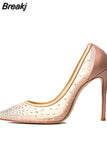 Shoes pointed toe glitter rhinestone stiletto sexy 12cm high heel wedding party dating pumps 8cm 10cm SJ007