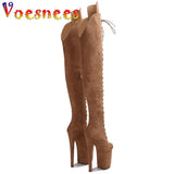 Peep Toe Boots Pole Dance Boots Stripper High Heels Women Sexy Show Shoes Party Club 20 CM Heels Platform ZIP Lace-Up