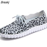 Spring Women Flats Loafers Shoes Genuine Leather Flats Female Shoes Lace Up Loafers Casual Slip-on Walking Shoes