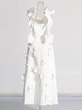 French Small Fragrant Wind Lotus Leaf Side Sling Dress Dress 2025 New Splicing Three-Dimensional Flower Design Long Dress