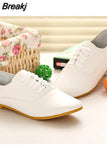 Spring Women Oxford Shoes Ballerina Flats Shoes Women PU Leather Shoes Moccasins Lace Up Loafers White Shoes