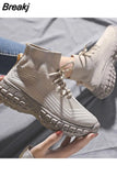 Women Footwear Black Athletic Ladies Shoes Sneakers Sports Lace Up High Top New Arrival 2023 with Free Shipping In Summer