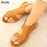 Women Sandals Rhiestone Peep Toe Summer Sneakers 2022 Back Strap Hook Loop Ladies Casual Flat Shoes Breathable Female