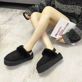 35-43 New Fashion Winter Plush Cotton Slippers Women Flats Shoes Platform Casual Home Suede Fur Warm Slingback Flip