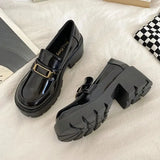 heels loafers women mary janes Women's shoes British style punk platform shoes slip-on loafers small leather shoes