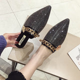 Women Mules Luxury Flats Fashion Loafers Designer Shoes Summer Slippers Pointed Toe Slides Slip on Wedding Casual Ladies