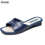 New Thick Heel Slippers Women Wear Middle Heels Casual Soft Bottom Fashion All-match Sandals and Slippers Summer
