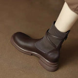 New Women's Chelsea Boots Vintage Ladies Platform Shoes Chunky Heel Stretch Sock Ankle Boots for Women Botines
