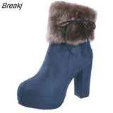 Super High Heels Boots Women Winter Shoes Fur Warm Shoes Fashion Women Ankle Boots Fashion Ladies Winter High Heels