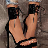 Sexy Open Toe Lace Hollow Cross Sandals for Womens Roman Shoes Side Zipper Thin High Heels Cool New Designer
