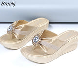 2021 Summer Women's Fashion Slippers Women Fashion Platform High Heel Female Flipflop Shoes Comfortable Wedge