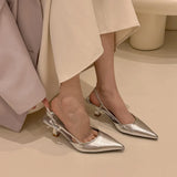 Into The Galaxy Silver Pointed High-Heeled Sandals Women's 2023 Stilettos Half-Wrapped After The Empty Single