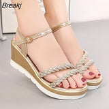 Mujer 2023 Sandals Platform Women Ankle Strap Shoes Women Fashion High Heels Wedges Dress Party Shoes Open Toe
