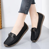 Size 44 Women Flats Genuine Leather Slip on Women's Loafers Spring and Autumn Moccasins Mother Shoes Casual Shoes for