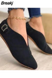 Women Loafers Retro Pointed Toe Suede Flat Shoes 2023 Summer Slip on Casual Shoes Female