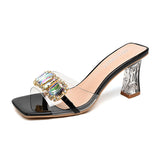 Slippers Women's Sandals Diamond Clear Crystal Thick Heels New Sandals And Slippers Fashionable For Women In The Summer Of