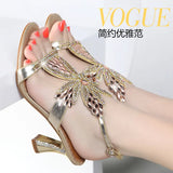 The Summer Of 2024, The New Diamond Sandals Wear High-Heeled Shoes, Elegant Thick-Heeled Shoes, Size
