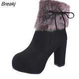 Super High Heels Boots Women Winter Shoes Fur Warm Shoes Fashion Women Ankle Boots Fashion Ladies Winter High Heels