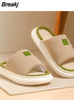 Seasons Home Slippers Women's Indoor and Outdoor Home Couples Spring and Autumn Home Thick Bottom Cotton Linen