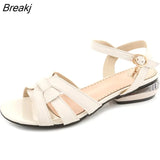 Summer Women Sandals 2022 New Large Size Comfort Low Heel Sandals Open Toe Shoes Woman Genuine Leather Fashion