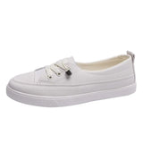 Low Platform Sneakers Women Shoes Female Pu Leather Walking Sneakers Loafers White Flat Slip On Vulcanize Casual