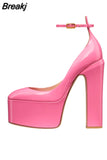 Heels Women Pumps Elegant Patent Leather Office Lady Shoes Luxury Brand High-heeled Female Platform Shoes Summer 2023