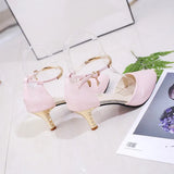 Women Fashion High Quality White Pointed Toe Buckle Strap Pu Leather Stiletto Ladies Casual Pink Comfort High Heel Shoes