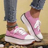 Chunky Platform Sneaker Women 2024 Spring Plus Size Lace Up Canvas Shoes Woman Comfy Thick Bottom Sports Sneaker