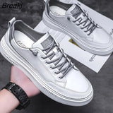 Men Fashion Leather Casual Shoes Men's Running Sneakers Outdoor Walking Shoes New Anti-skid Wear Flat Heel Male Skateboard