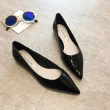 Women Pointed Toe Patent Leather Yellow Wine Red Lady Fashion Flats Candy Color Flat Sole Flat Heel Shoes Large Size 43
