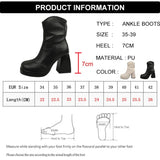 Chunky Platform Ankle Boots for Women Fashion Zipper High Heels Short Booties Woman Pu Leather Autumn Winter