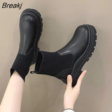 Fashion Short Boots Slip-on Sock Boots Casual Ankle Boots Women's Boot 2023 Autumn Winter Boots of Women Platform