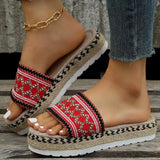 Breakj Round Head Colored Ribbon Thick Bottom Slipper Female One Character Bohemian Sandals