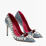 Runway Women Pumps Crystal Metal Decoration High Heels Sandals For Women Luxury Designer Nightclubs Banquets Female