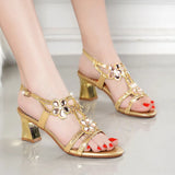New Diamond Sandals In The Summer Of 2024 Wear Fairy High Heels, Thick Heels, Summer Fashion Non-Skid Crystal