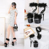 Women Sandals Shoes MaoMao Steel Tube Dancing Striptease Female Shoes High-heeled 18CM Sandals Nightclub Wedding
