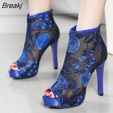 new Summer Peep Toe Ankle Sandals Boots Thin High Heels Women's Mesh Hollow Pumps Lady Gladiators Shoes Sexy