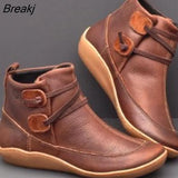 Women PU Leather Ankle Boots Woman Autumn Winter Cross Strappy Women Punk Boots Flat Short Plush Vintage Punk Mujer