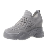 Women's Shoes Hidden Heels Platform Sneakers Women Breathable Air Mesh Wedge Sock Shoes Woman Casual Shoes Zapatos De